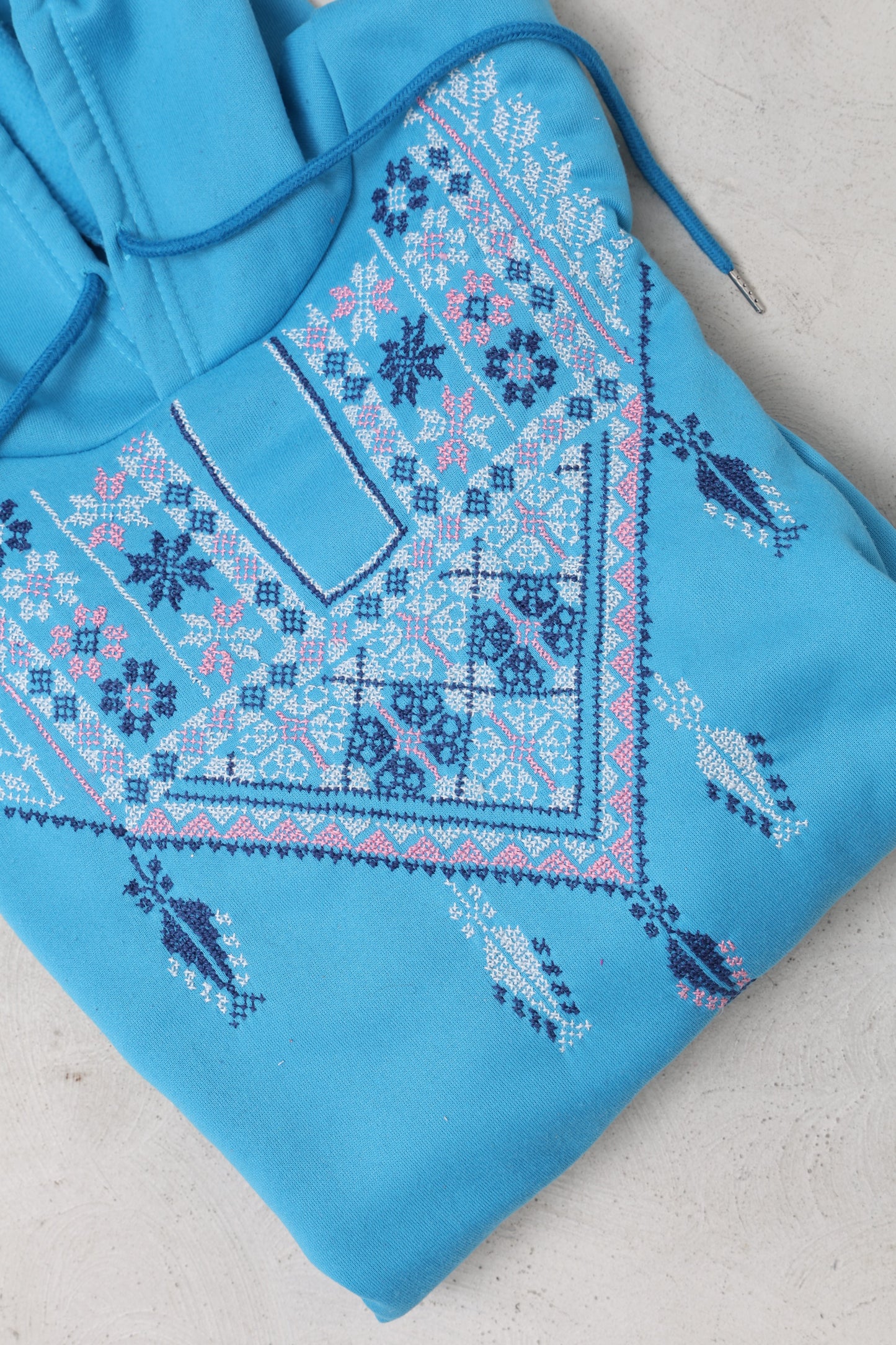 Baby Blue Hand Embroidered Hoodie