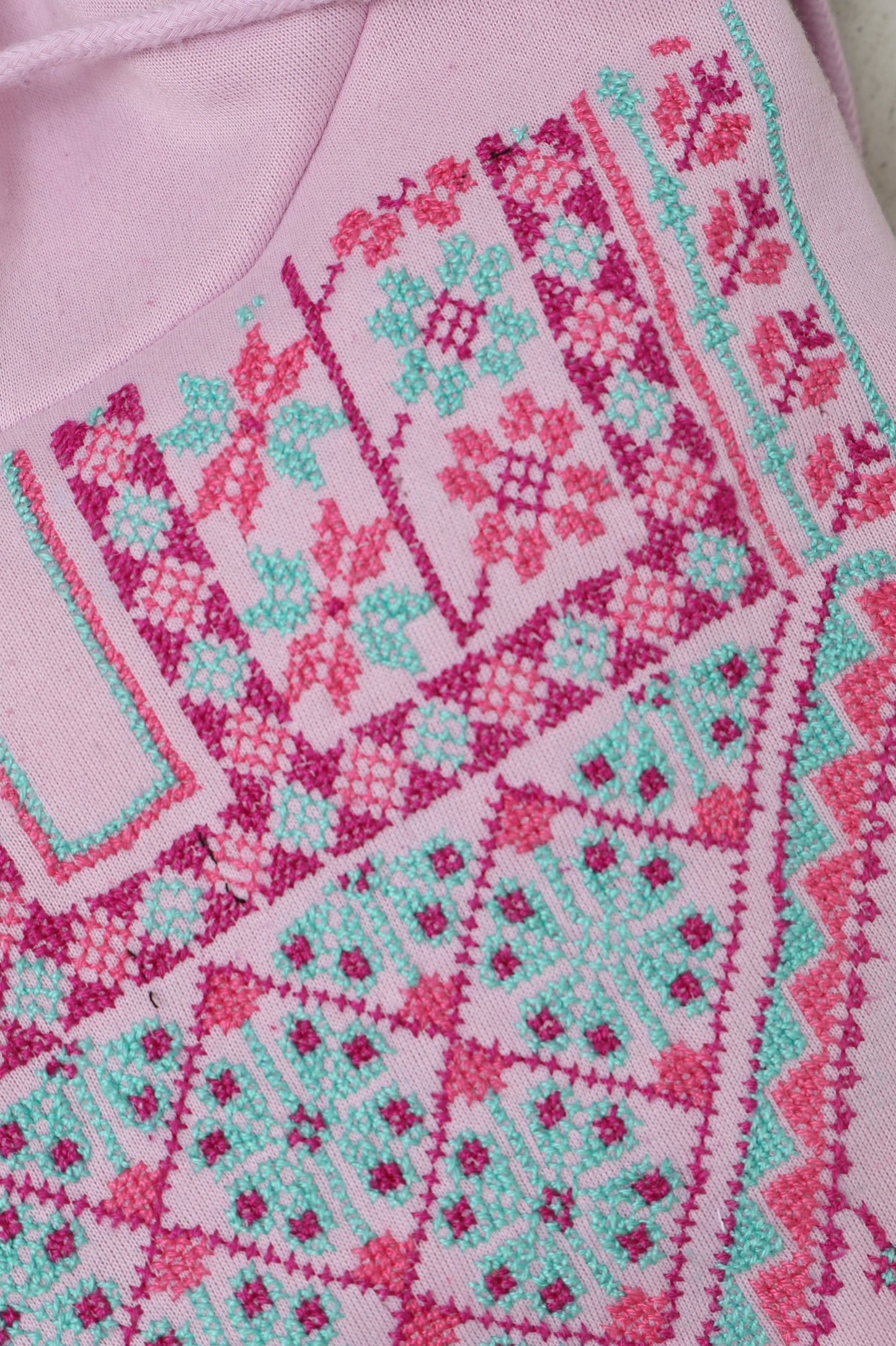 Pink Hand Embroidered Hoodie