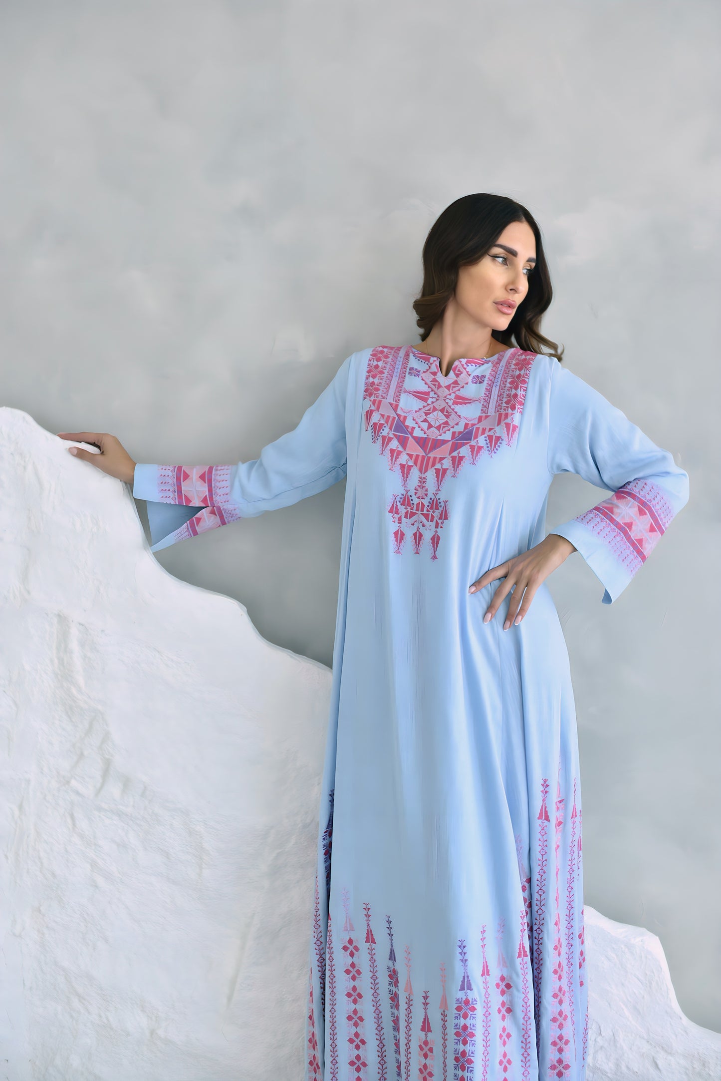 Baby Blue Hand Embroidered Thobe