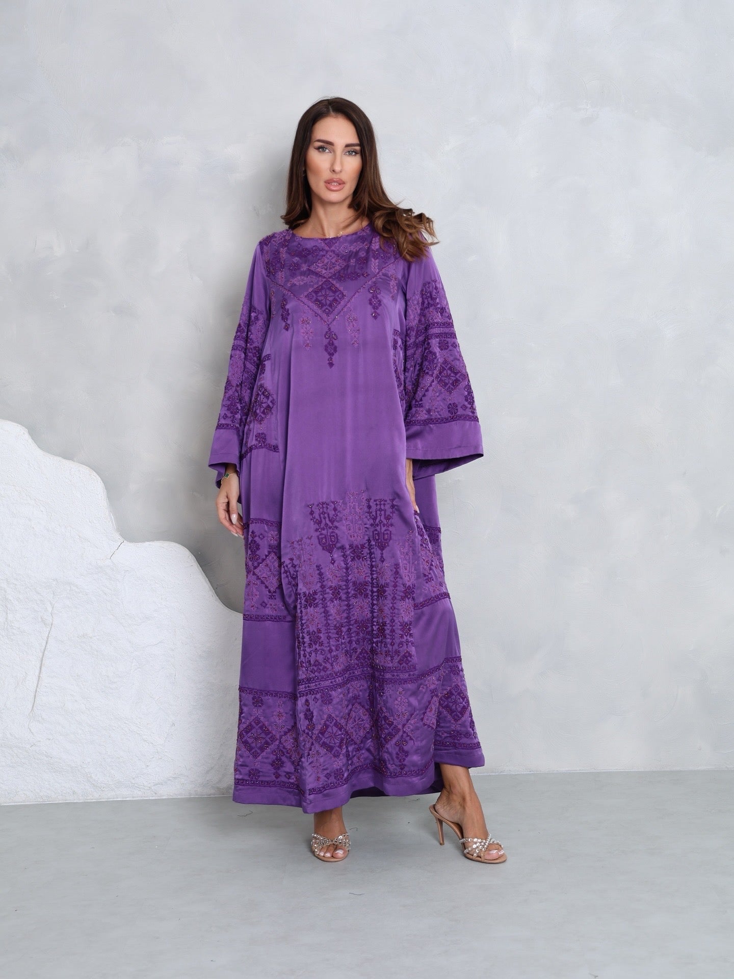 Purple Hand Embroidered Thobe