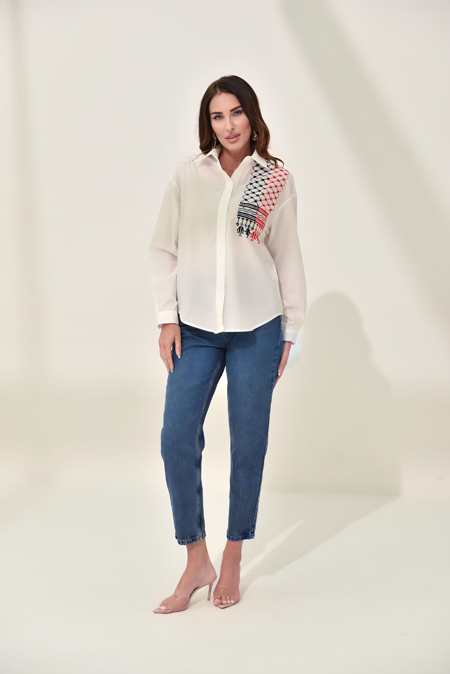 Red & Black Kuffiye Embroidered Shirt