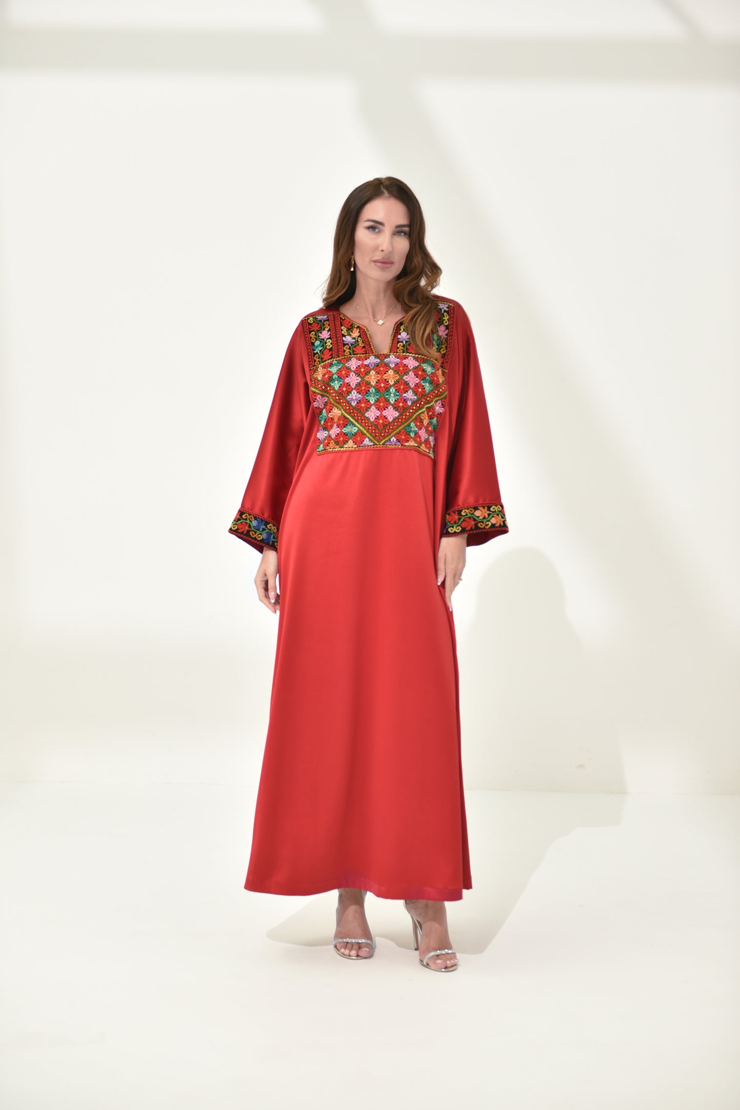 Red Hand Embroidered Abaya