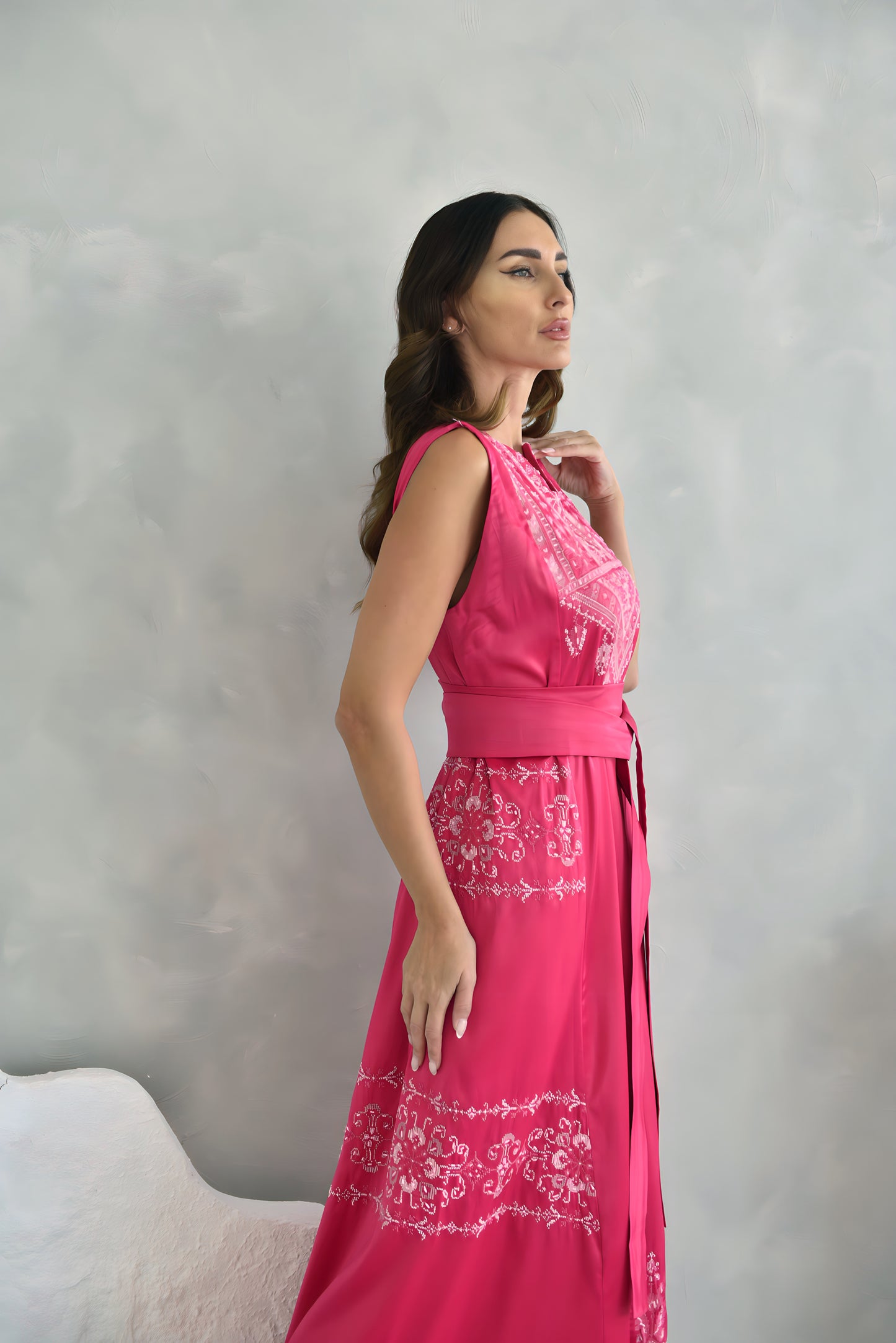 Bright Pink Hand Embroidered Dress