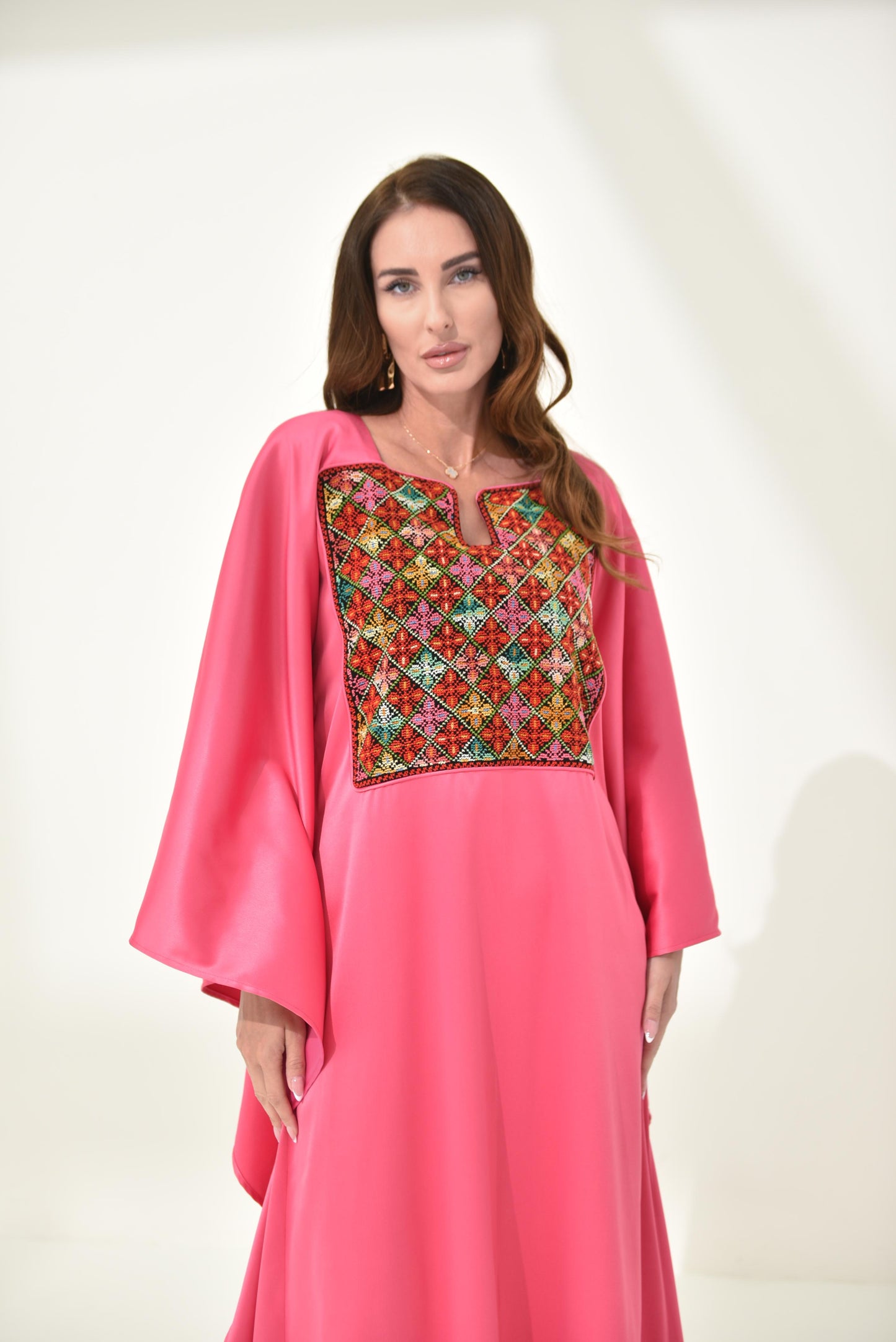 Pink Butterfly Hand Embroidered Abaya