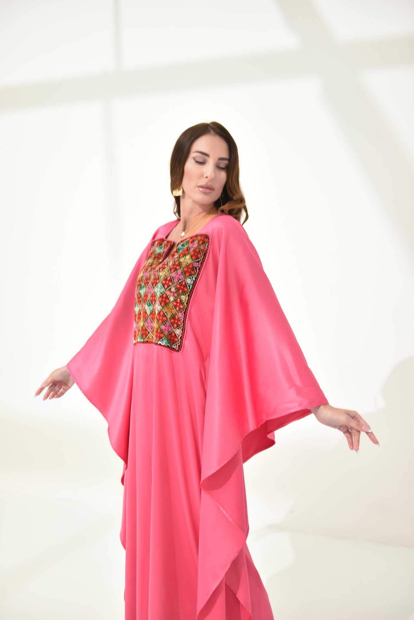 Pink Butterfly Hand Embroidered Abaya