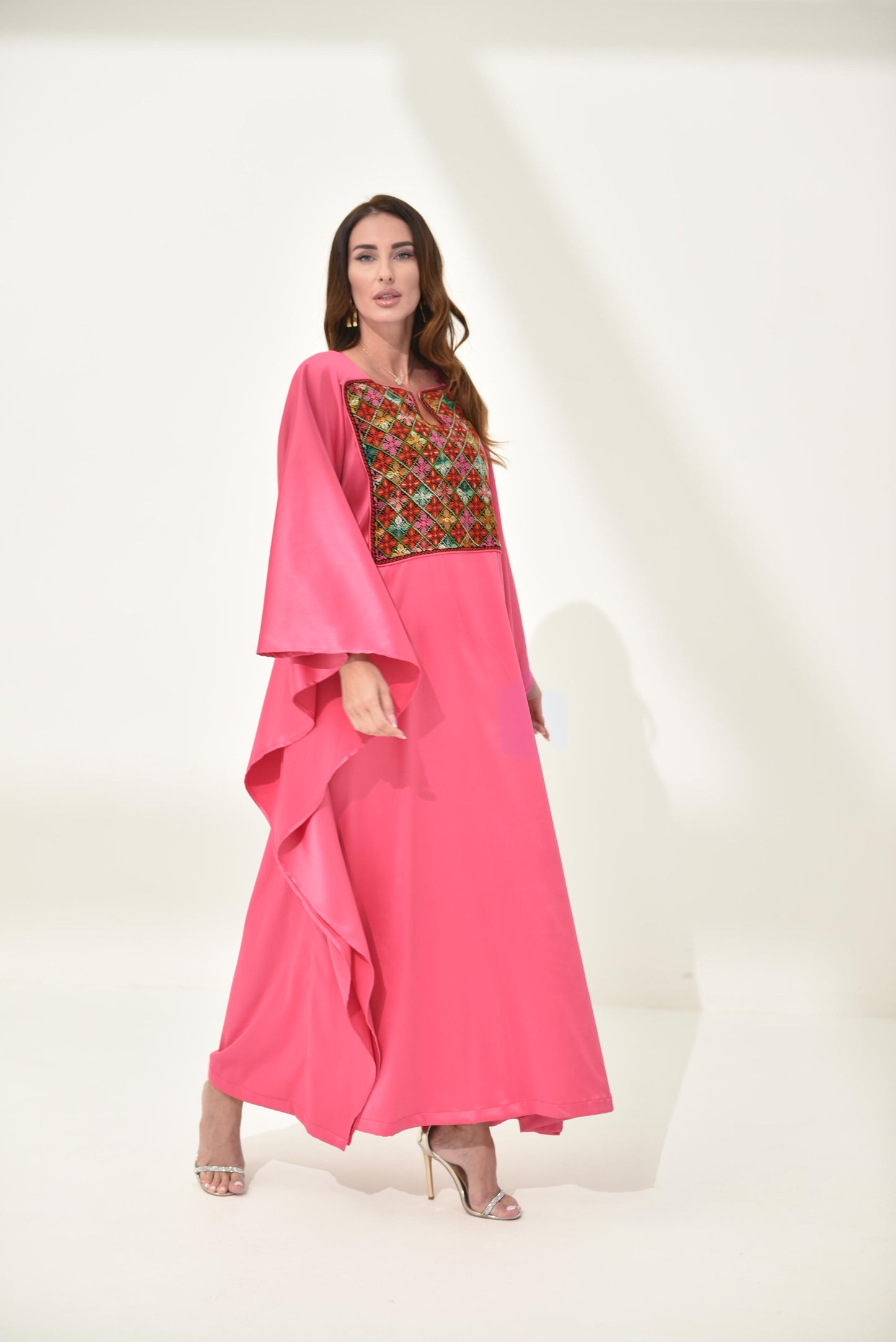 Pink Butterfly Hand Embroidered Abaya