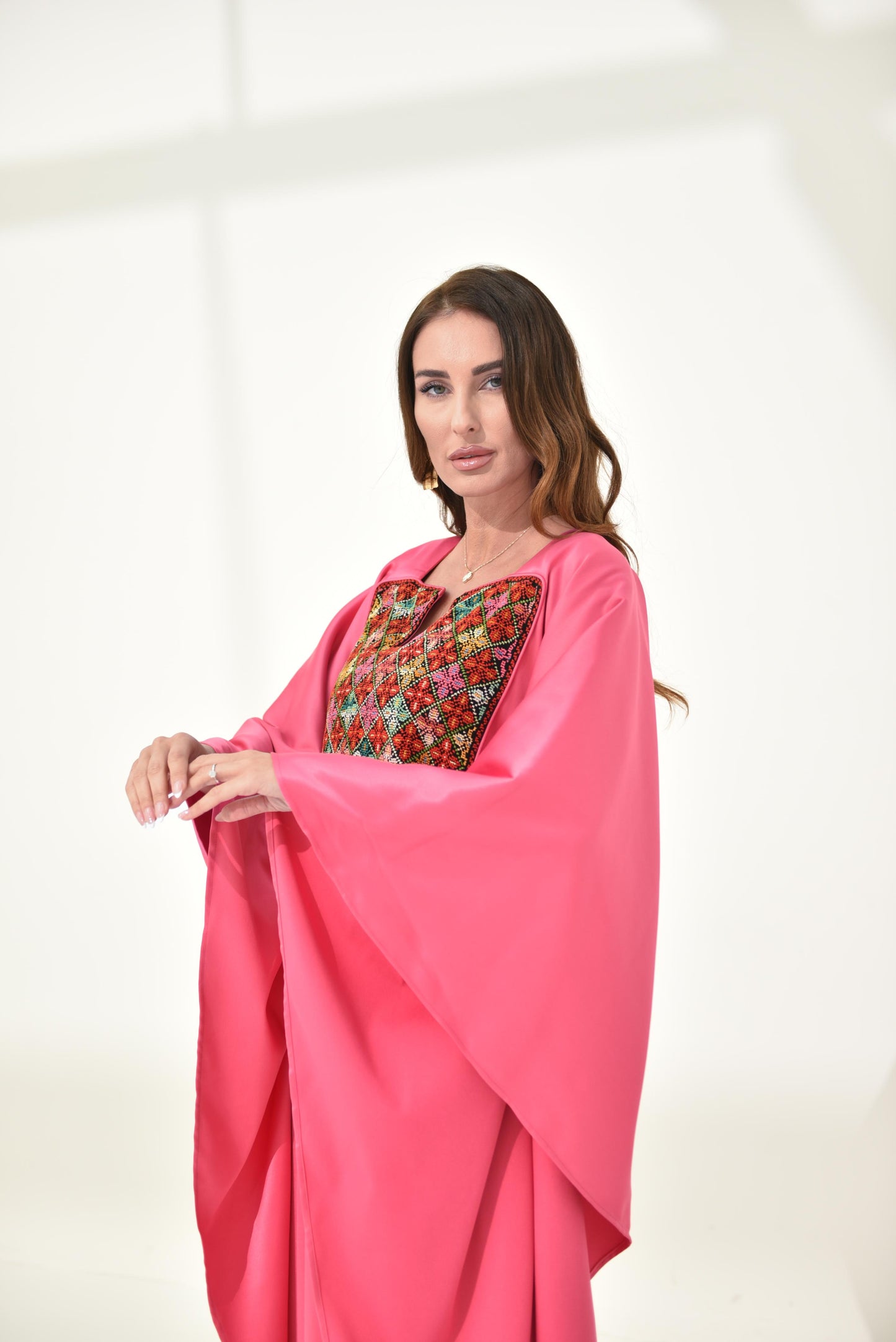 Pink Butterfly Hand Embroidered Abaya