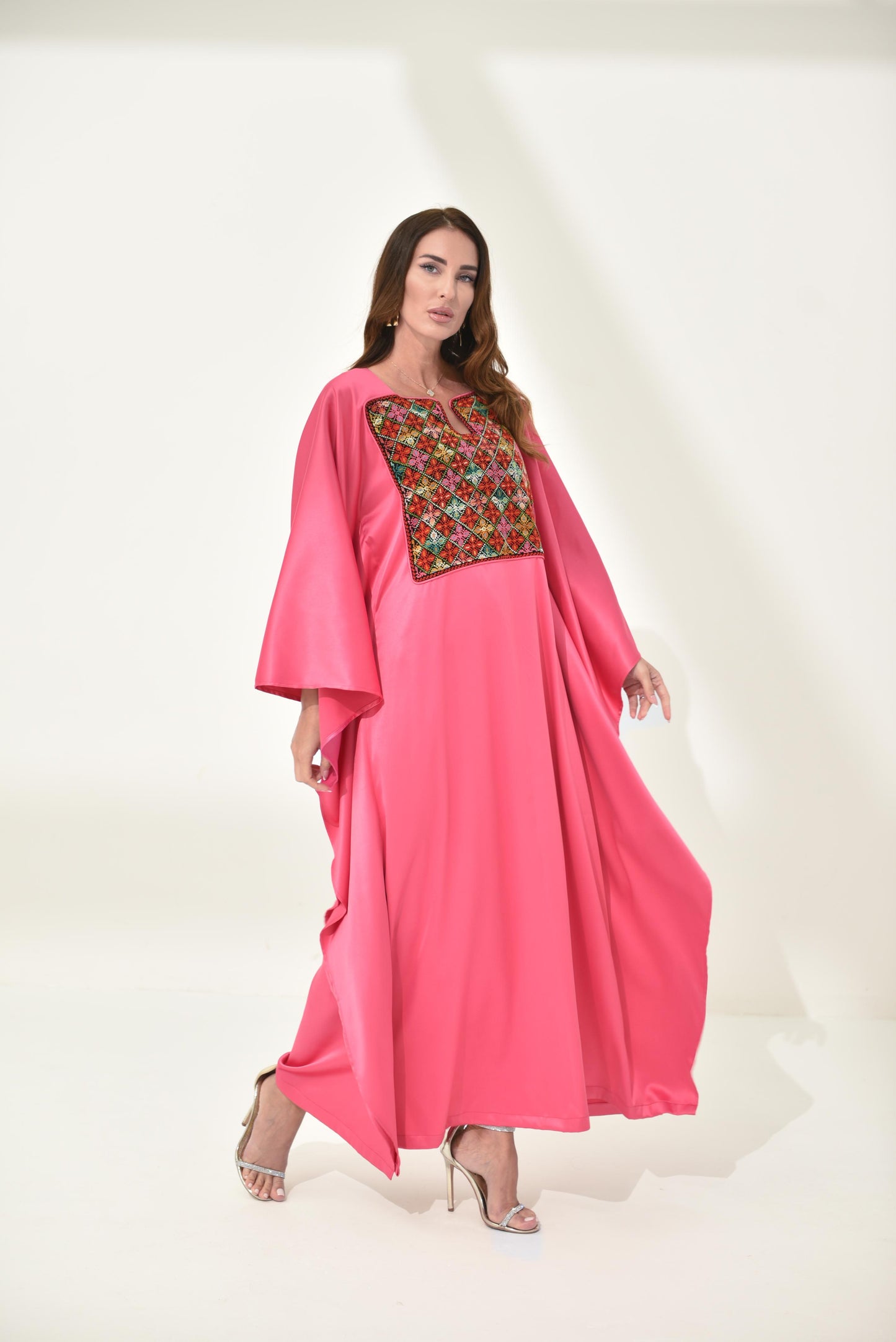 Pink Butterfly Hand Embroidered Abaya