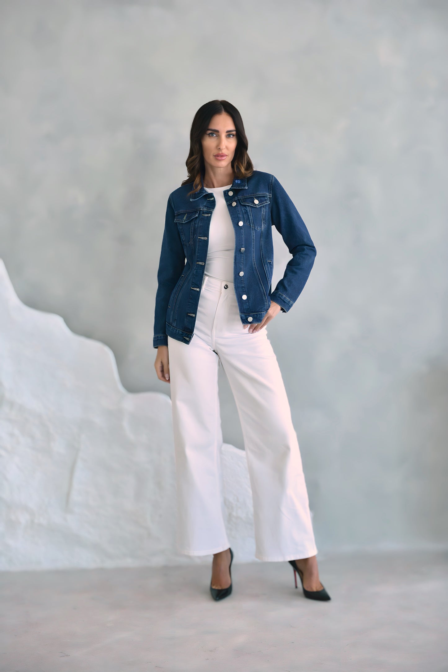 Blue Hand Embroidered Denim Jacket