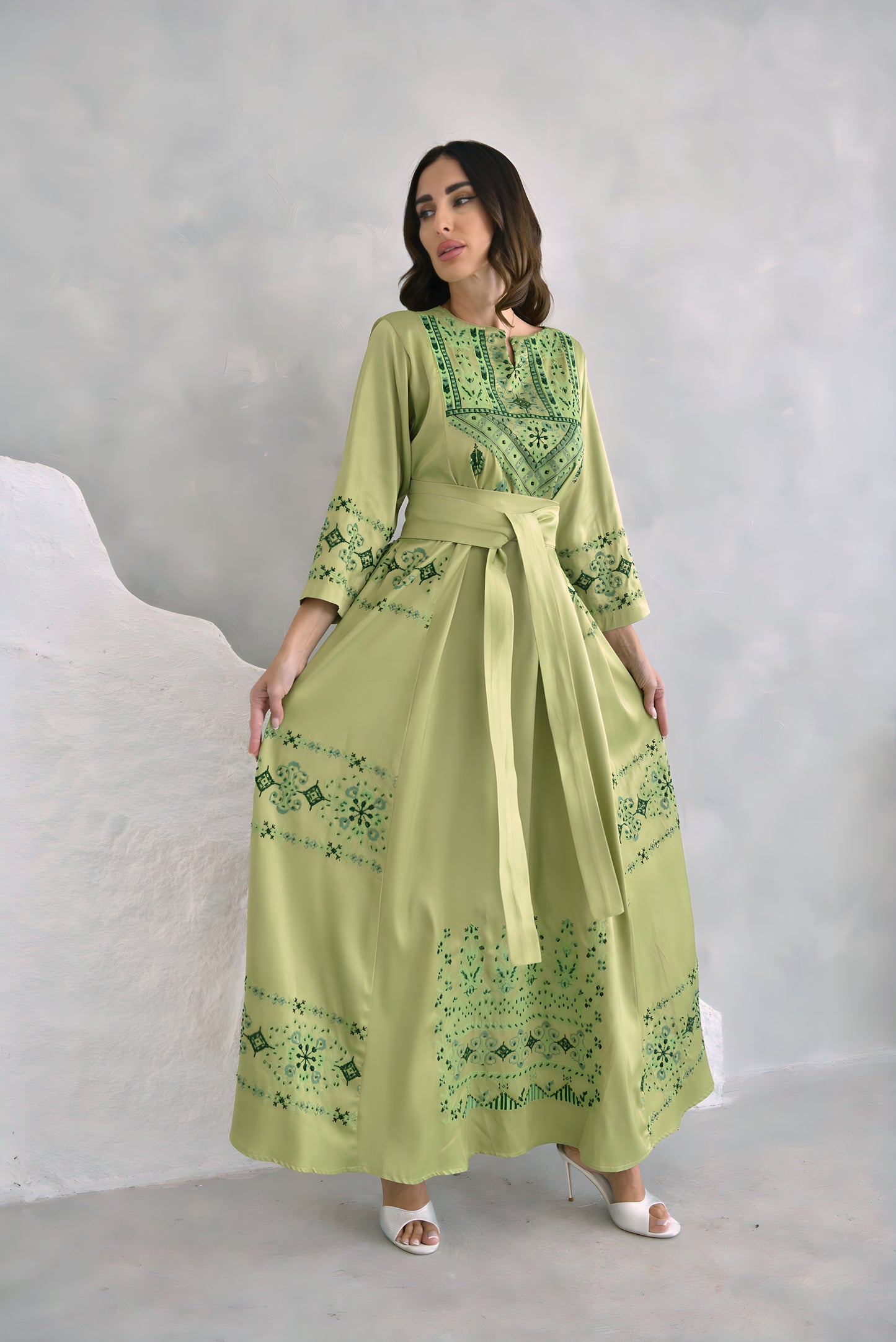 Light Green Hand Embroidered Dress Design2