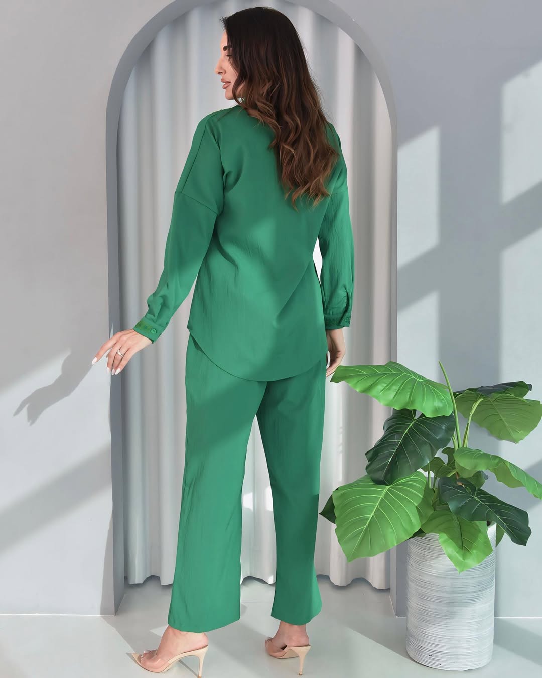 Green Crepe Hand Embroidered Set