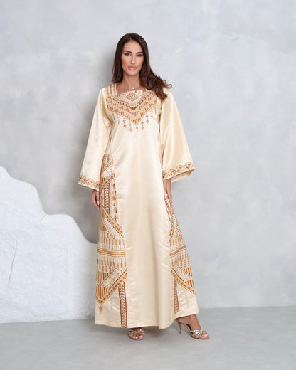 Cream Hand Embroidered Thobe