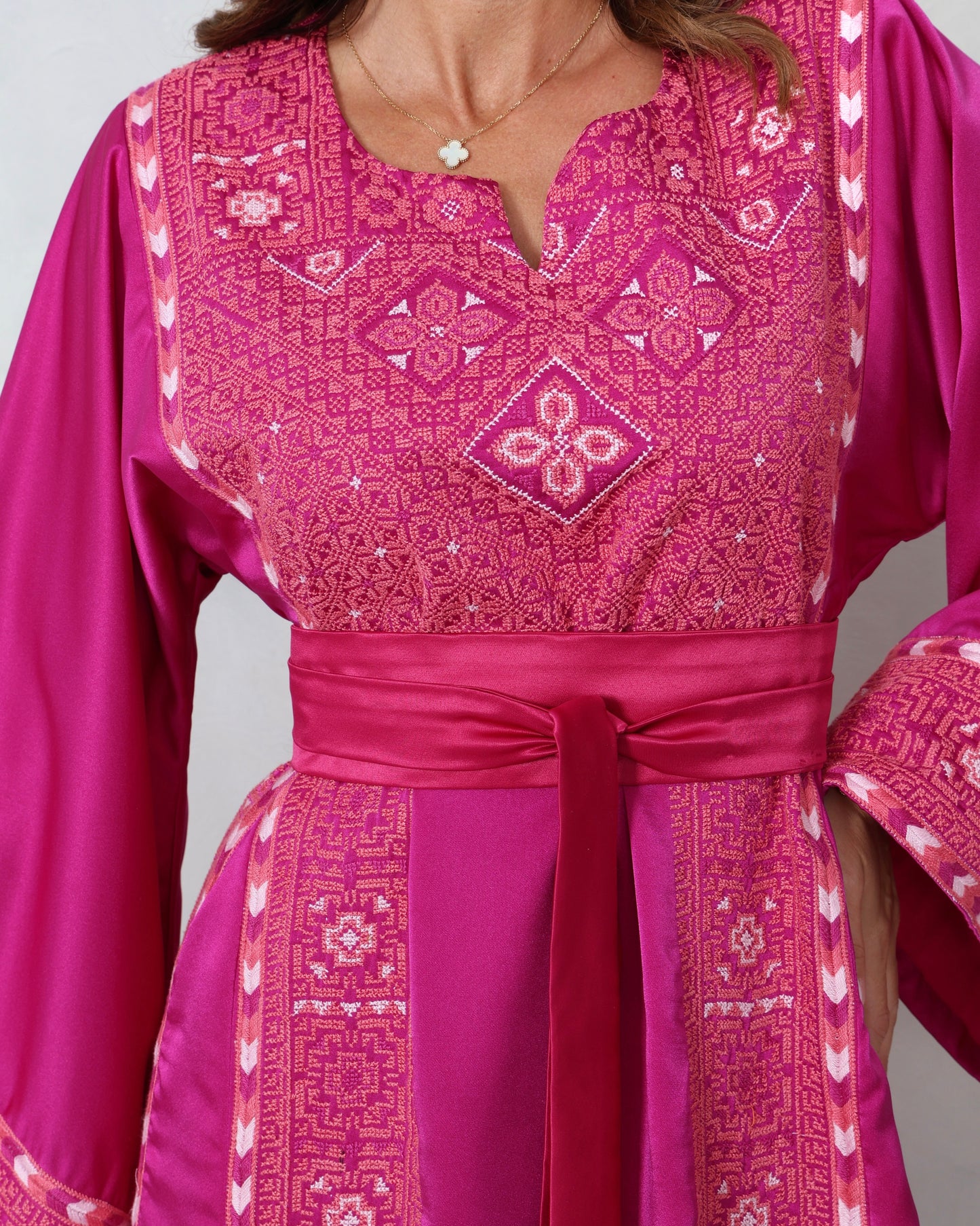 Pink Hand Embroidered Thobe