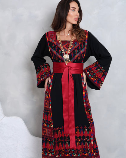 Pre-Order Black & Red Hand Embroidered Thobe