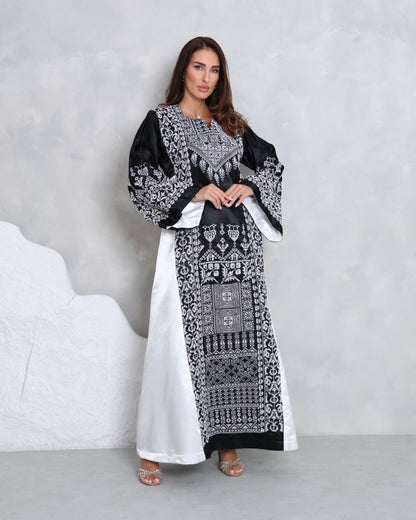 Black & White Hand Embroidered Thobe