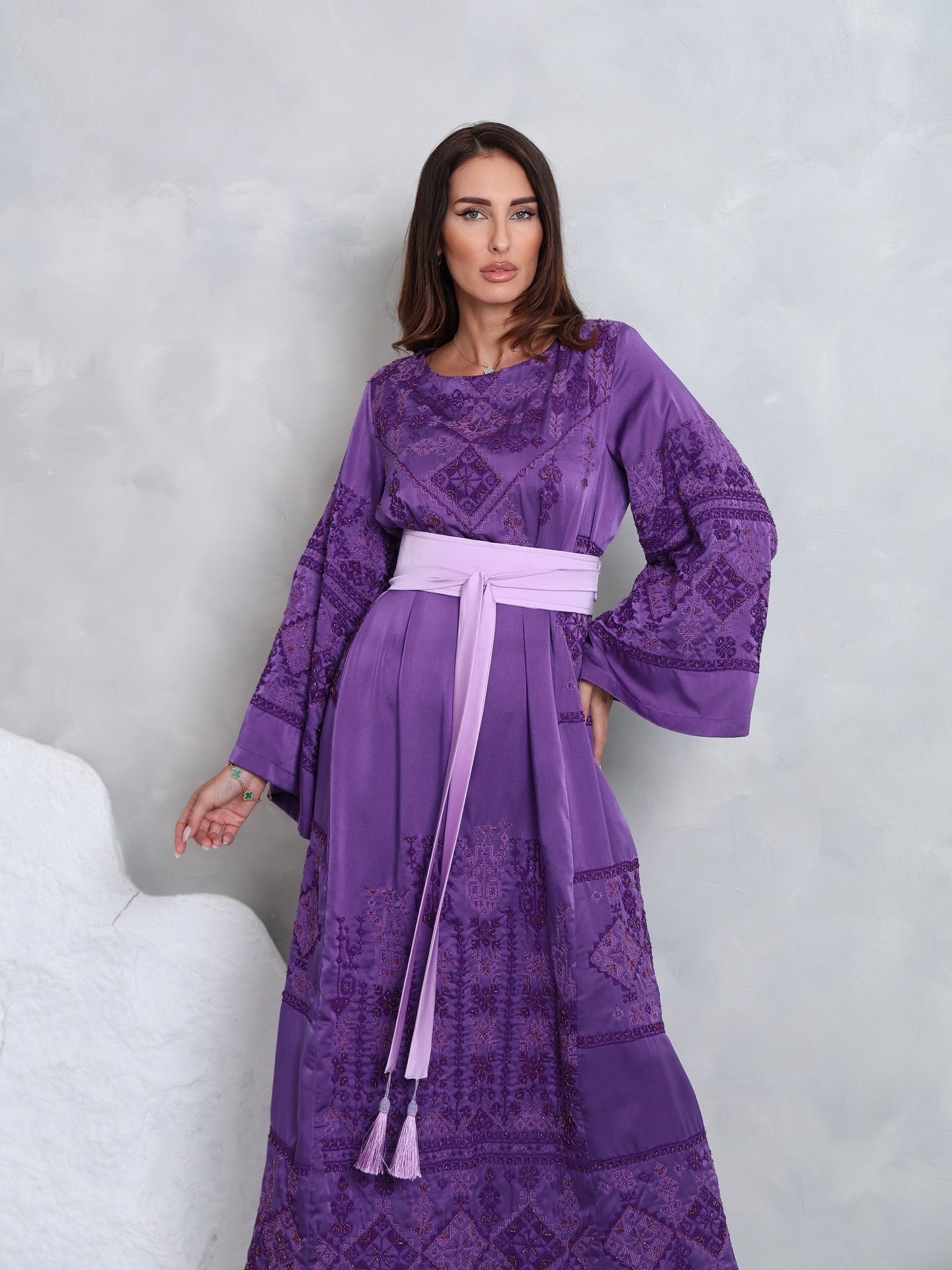 Purple Hand Embroidered Thobe