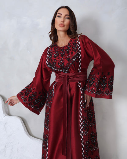 Pre-Order Red & Black Hand Embroidered Thobe