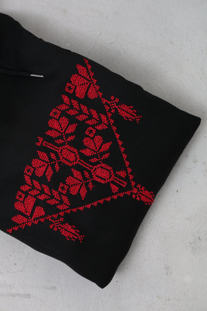 Black Hand Embroidered Hoodie1