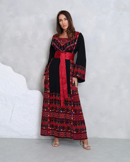 Pre-Order Black & Red Hand Embroidered Thobe