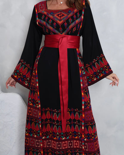 Pre-Order Black & Red Hand Embroidered Thobe