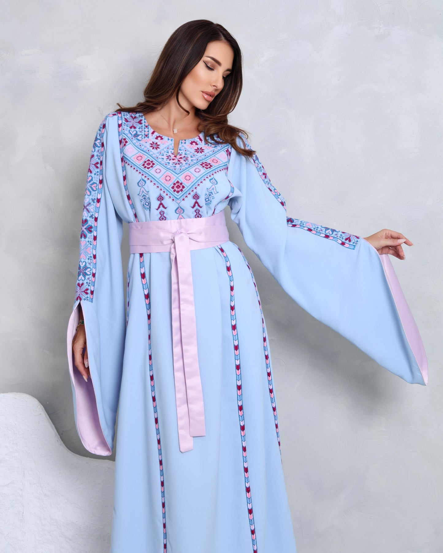 Baby Blue Hand Embroidered Thobe