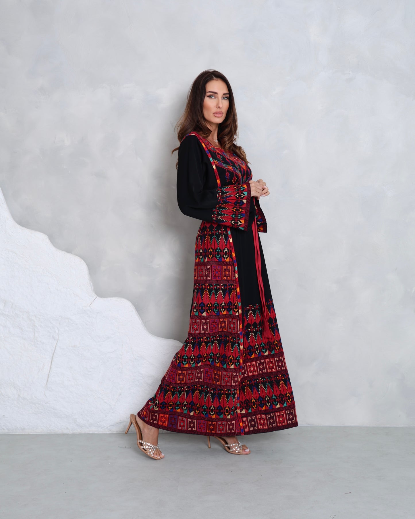 Pre-Order Black & Red Hand Embroidered Thobe