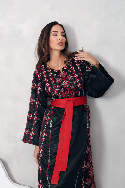 Black & Red Hand Embroidered Thobe