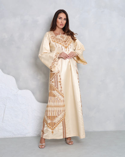 Cream Hand Embroidered Thobe