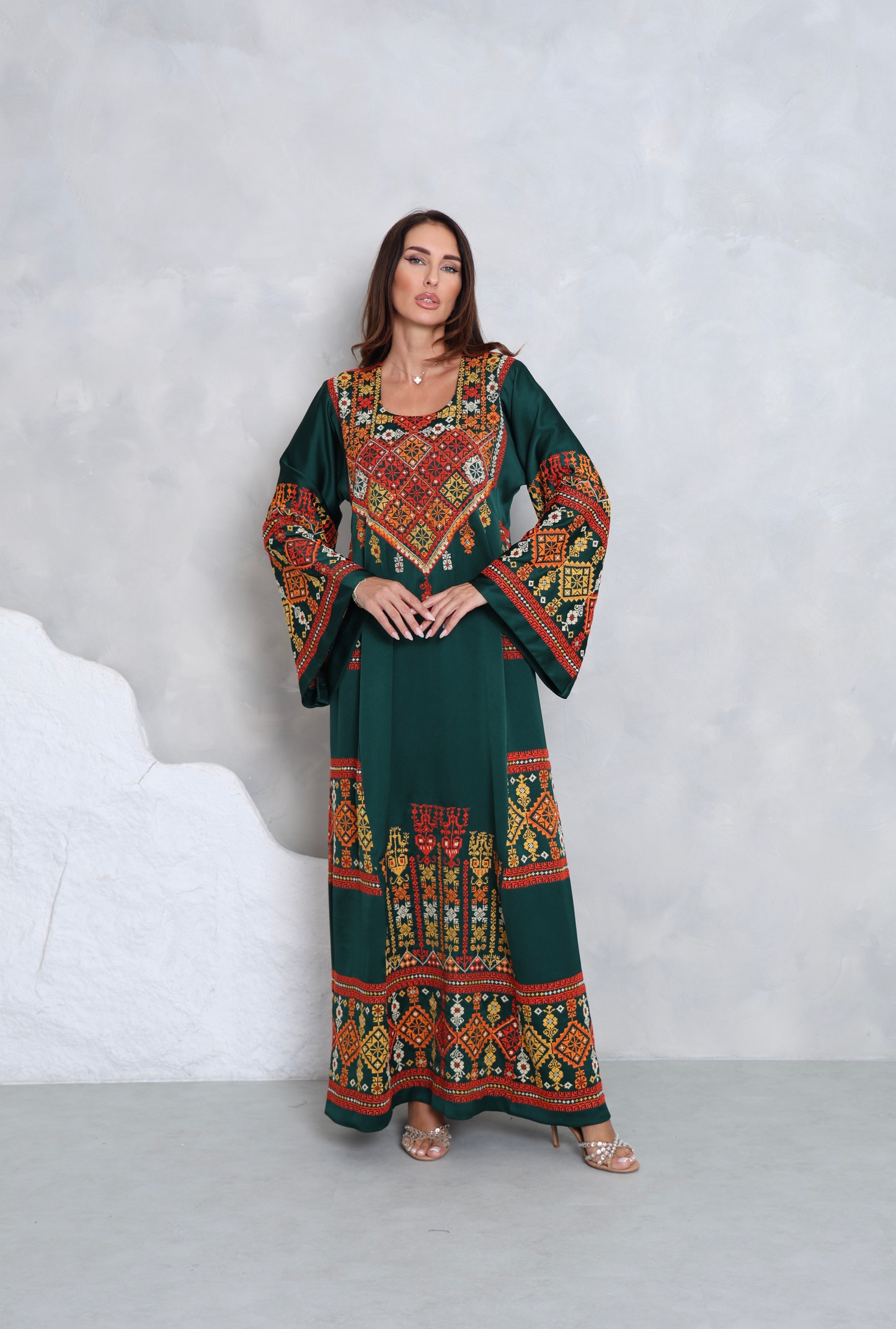 Pre-Order Dark Green Hand Embroidered Thobe