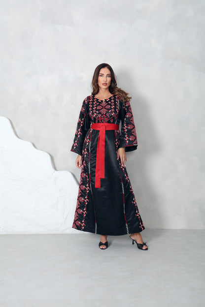Black & Red Hand Embroidered Thobe