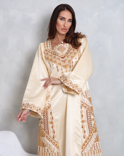 Cream Hand Embroidered Thobe
