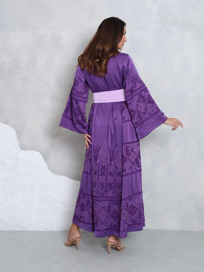 Purple Hand Embroidered Thobe