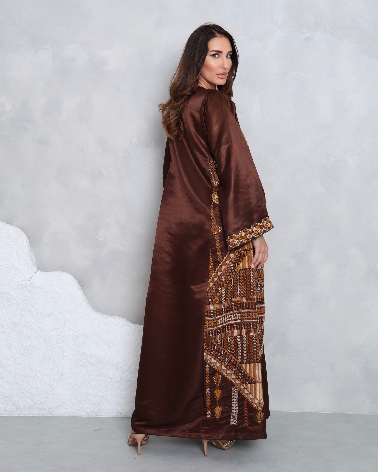 Brown Hand Embroidered Thobe