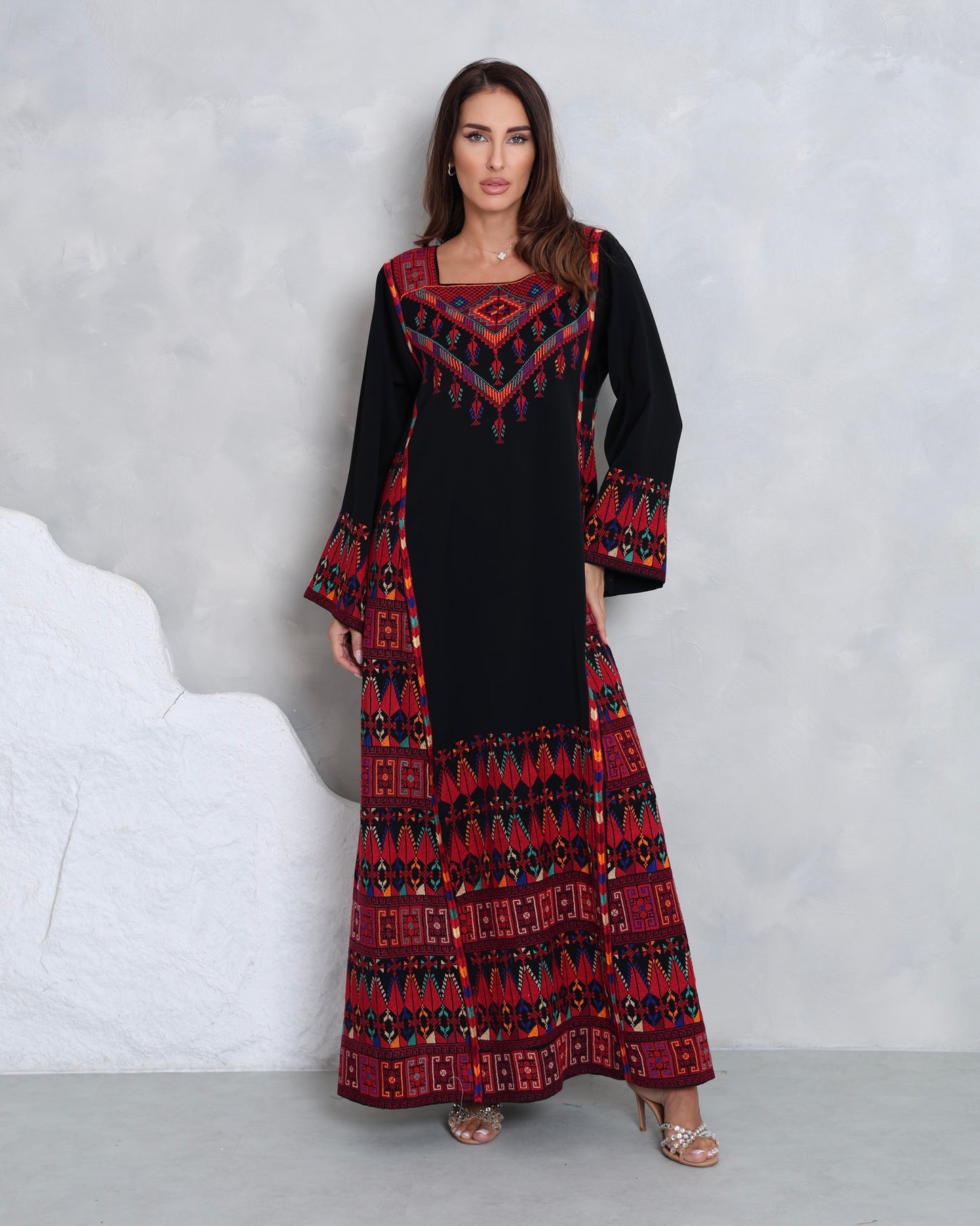 Pre-Order Black & Red Hand Embroidered Thobe