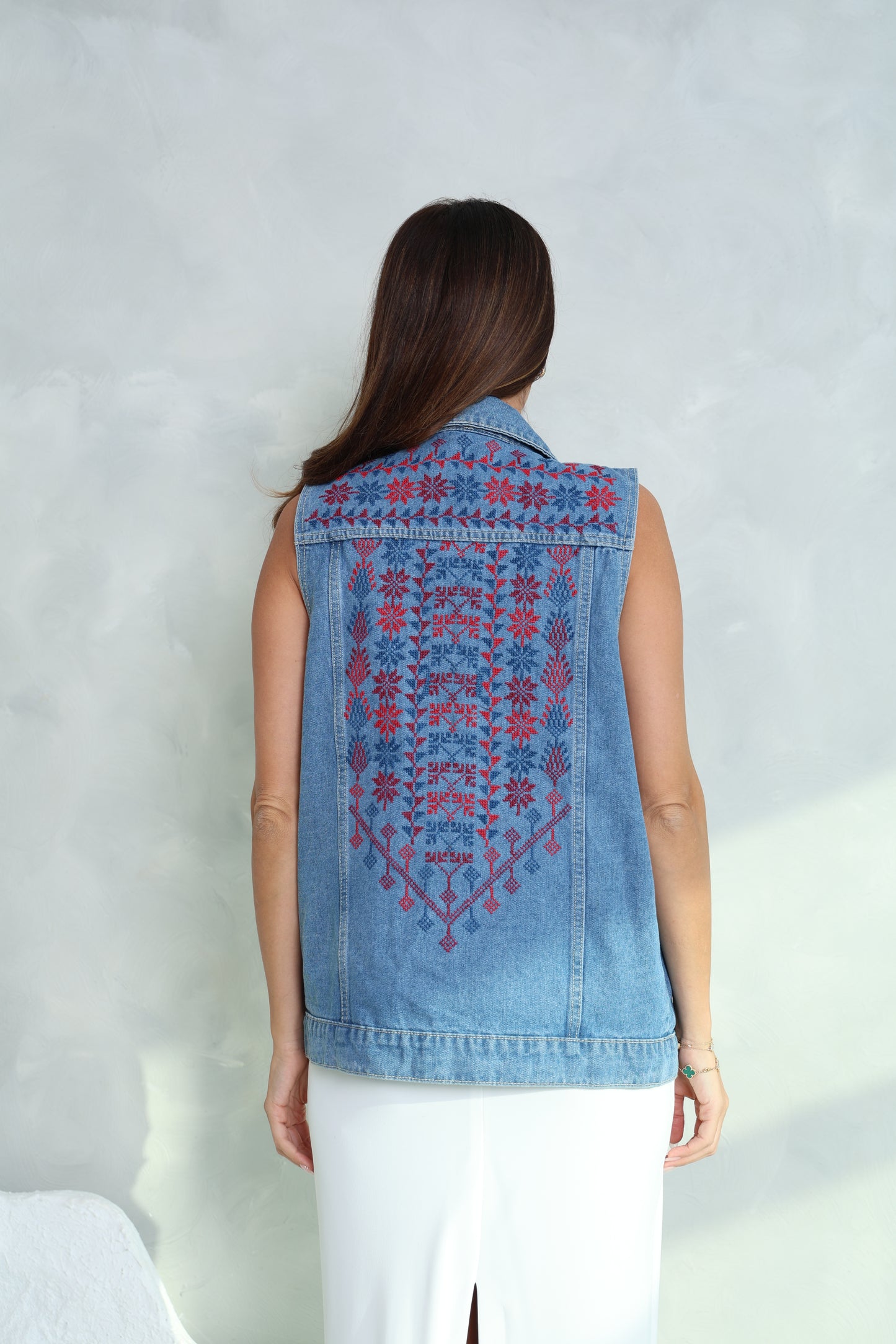 Hand Embroidered Denim Vest