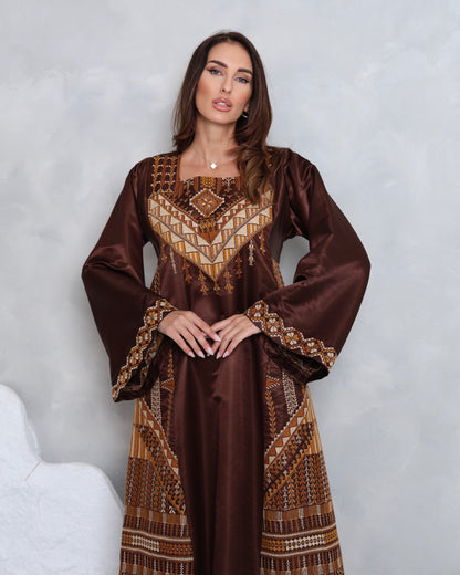 Brown Hand Embroidered Thobe