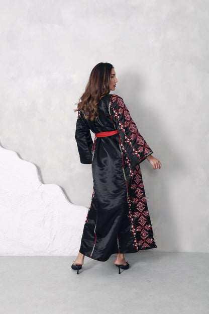 Black & Red Hand Embroidered Thobe