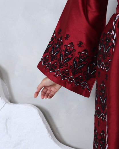 Pre-Order Red & Black Hand Embroidered Thobe