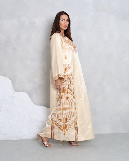 Cream Hand Embroidered Thobe