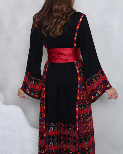 Pre-Order Black & Red Hand Embroidered Thobe