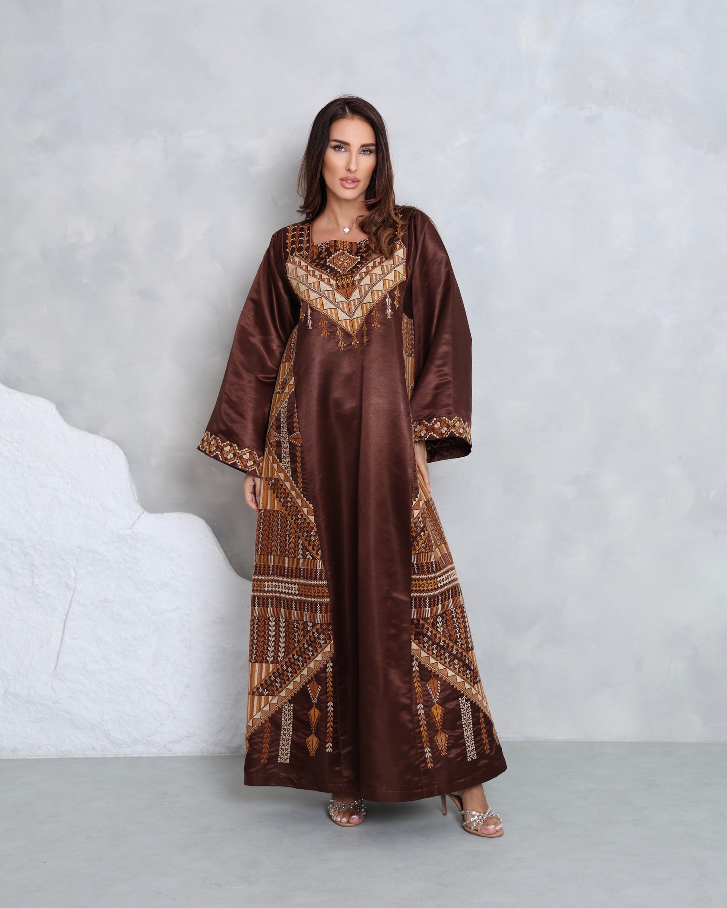 Brown Hand Embroidered Thobe