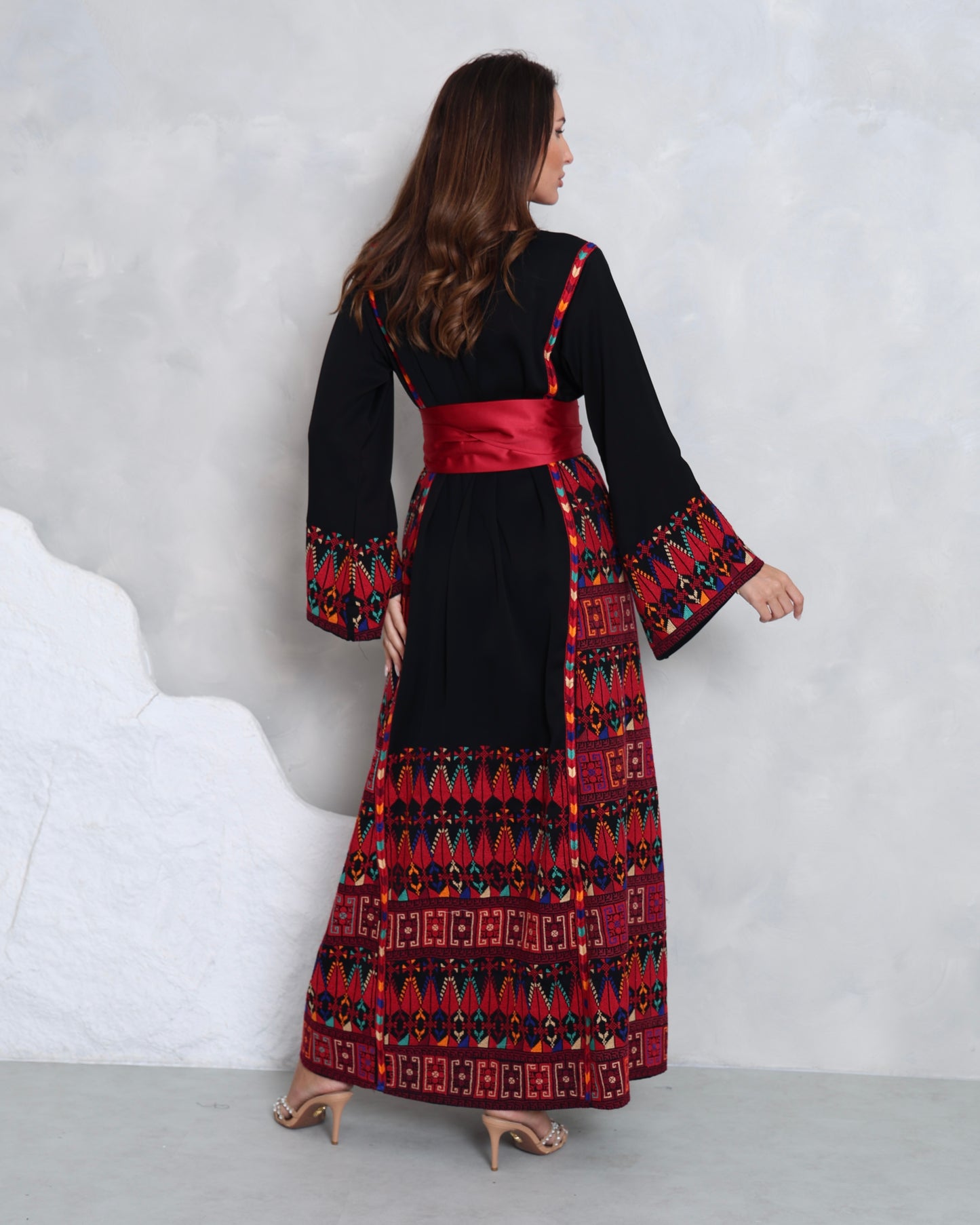 Pre-Order Black & Red Hand Embroidered Thobe