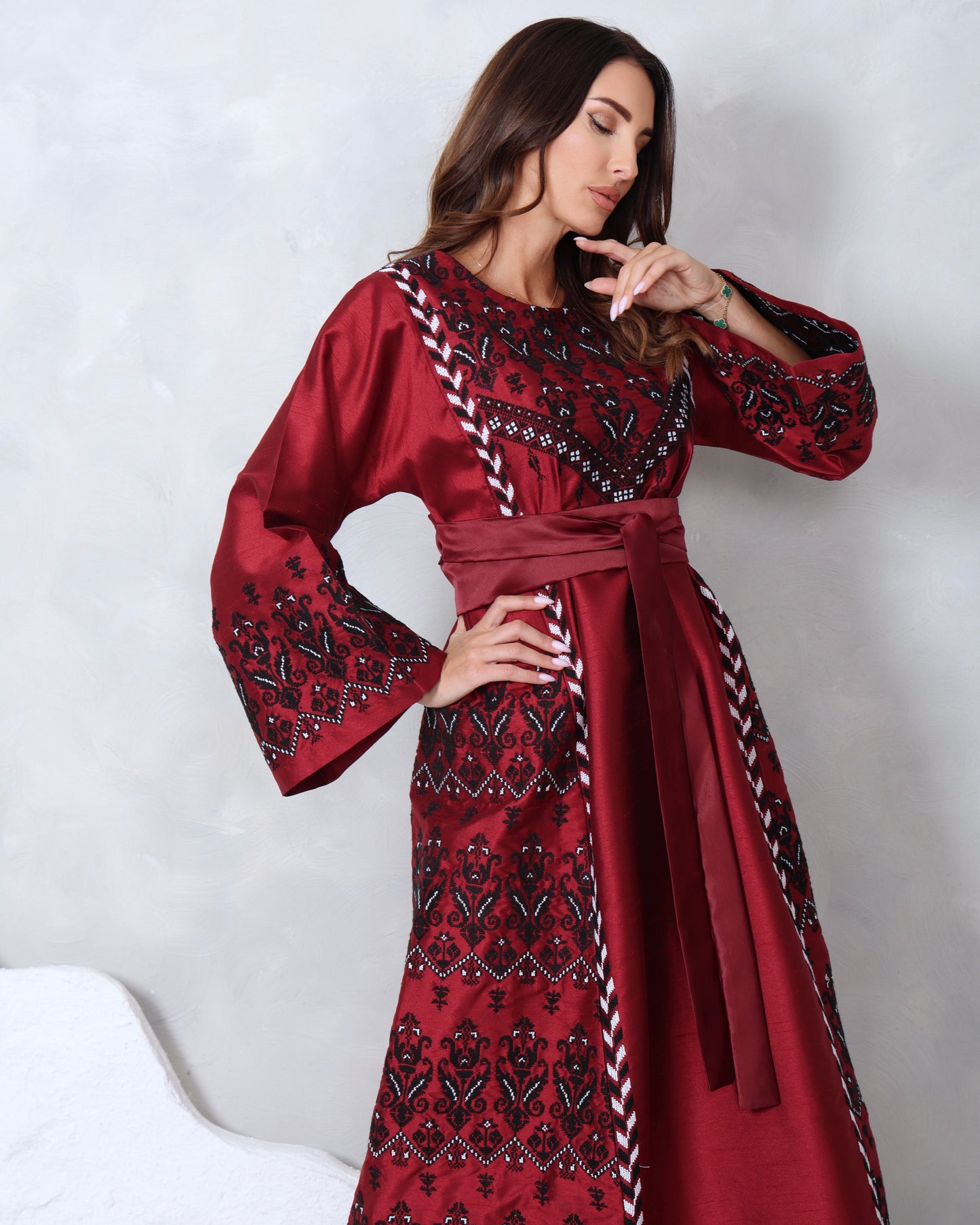 Pre-Order Red & Black Hand Embroidered Thobe