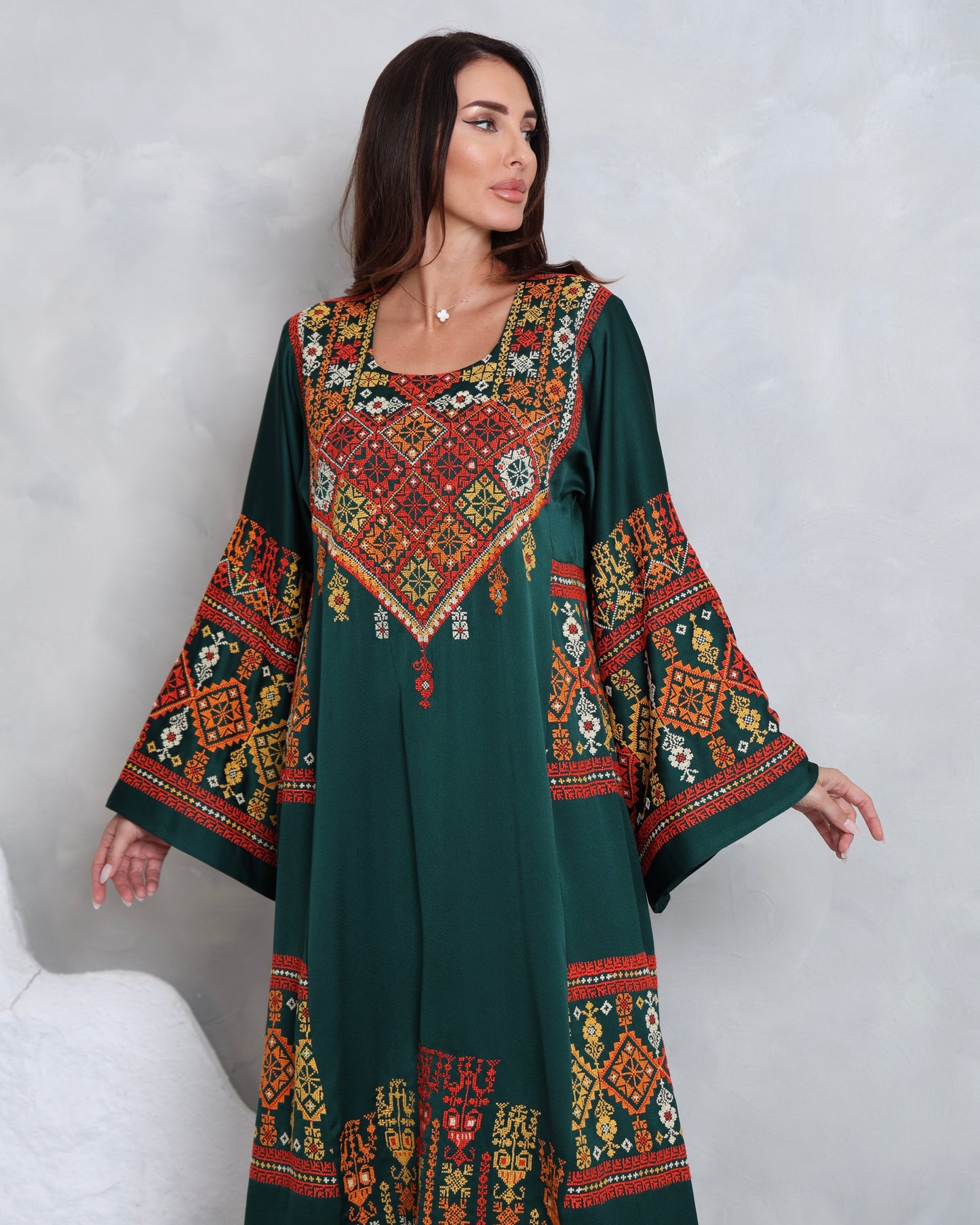 Pre-Order Dark Green Hand Embroidered Thobe