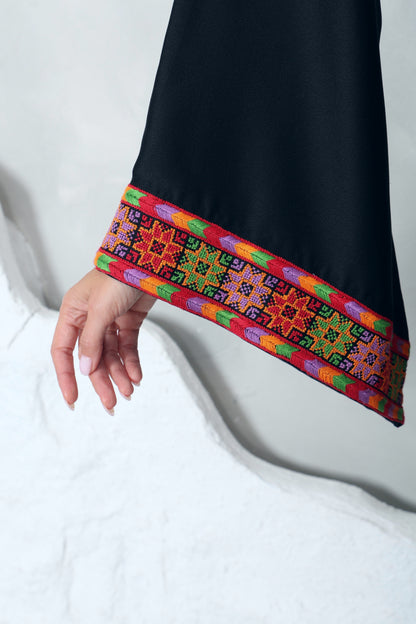 Black & Orange Hand Embroidered Thobe