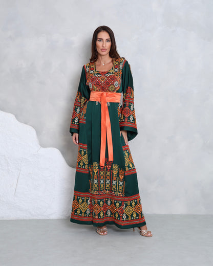 Pre-Order Dark Green Hand Embroidered Thobe