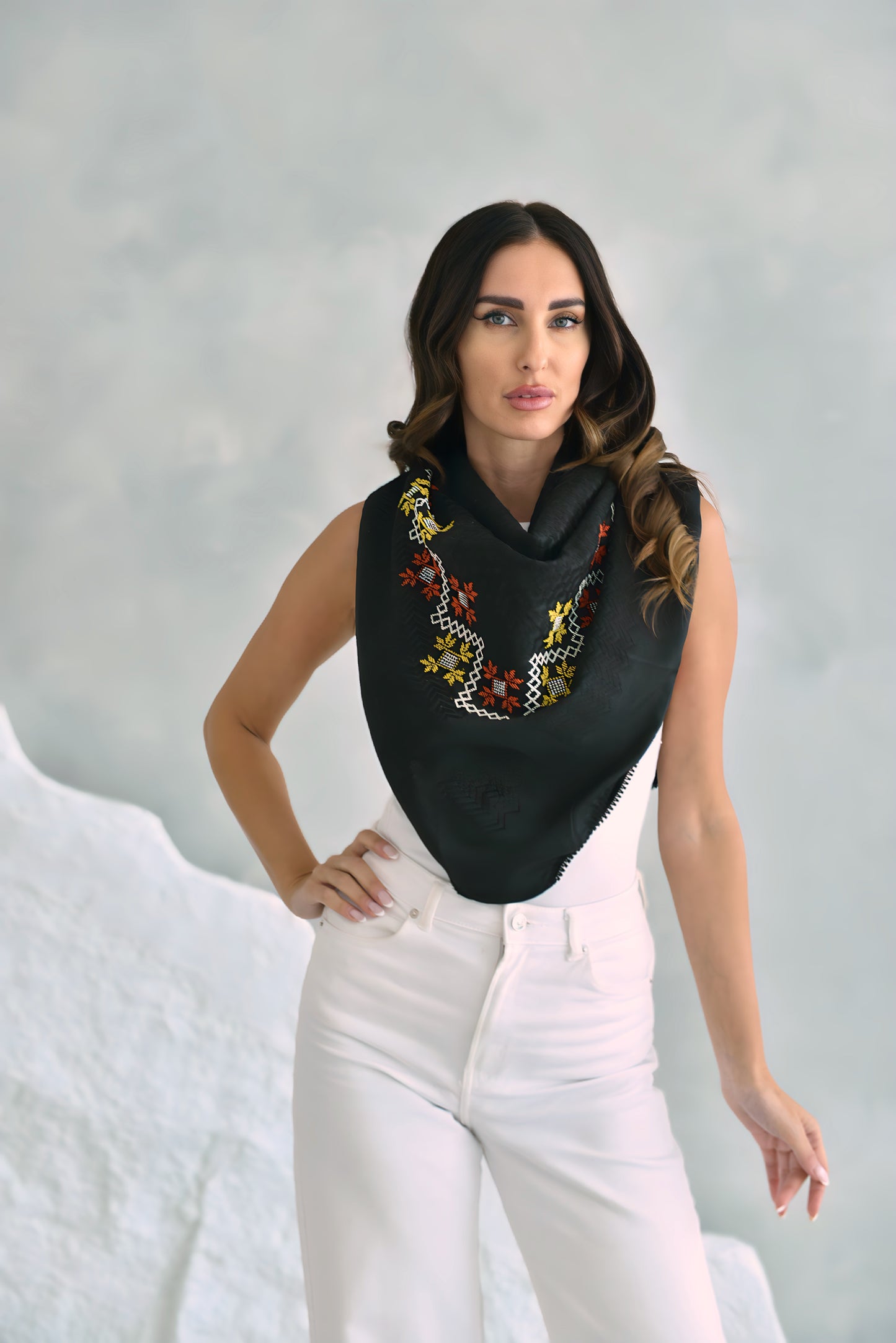 Black Hand Embroidered Kuffiya Design3