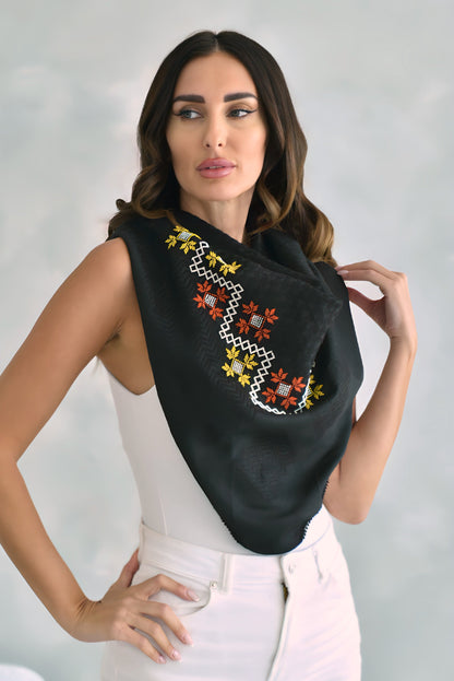 Black Hand Embroidered Kuffiya Design3
