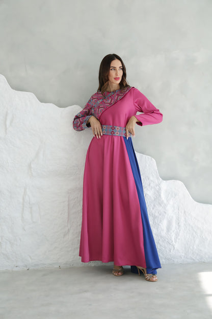 Pink & Blue Hand Embroidered Dress